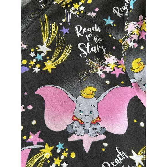 Dumbo Disney Scrubs V Neck Top TF780 DUHF size XS Black Elephant Animal Print - Picture 6 of 8